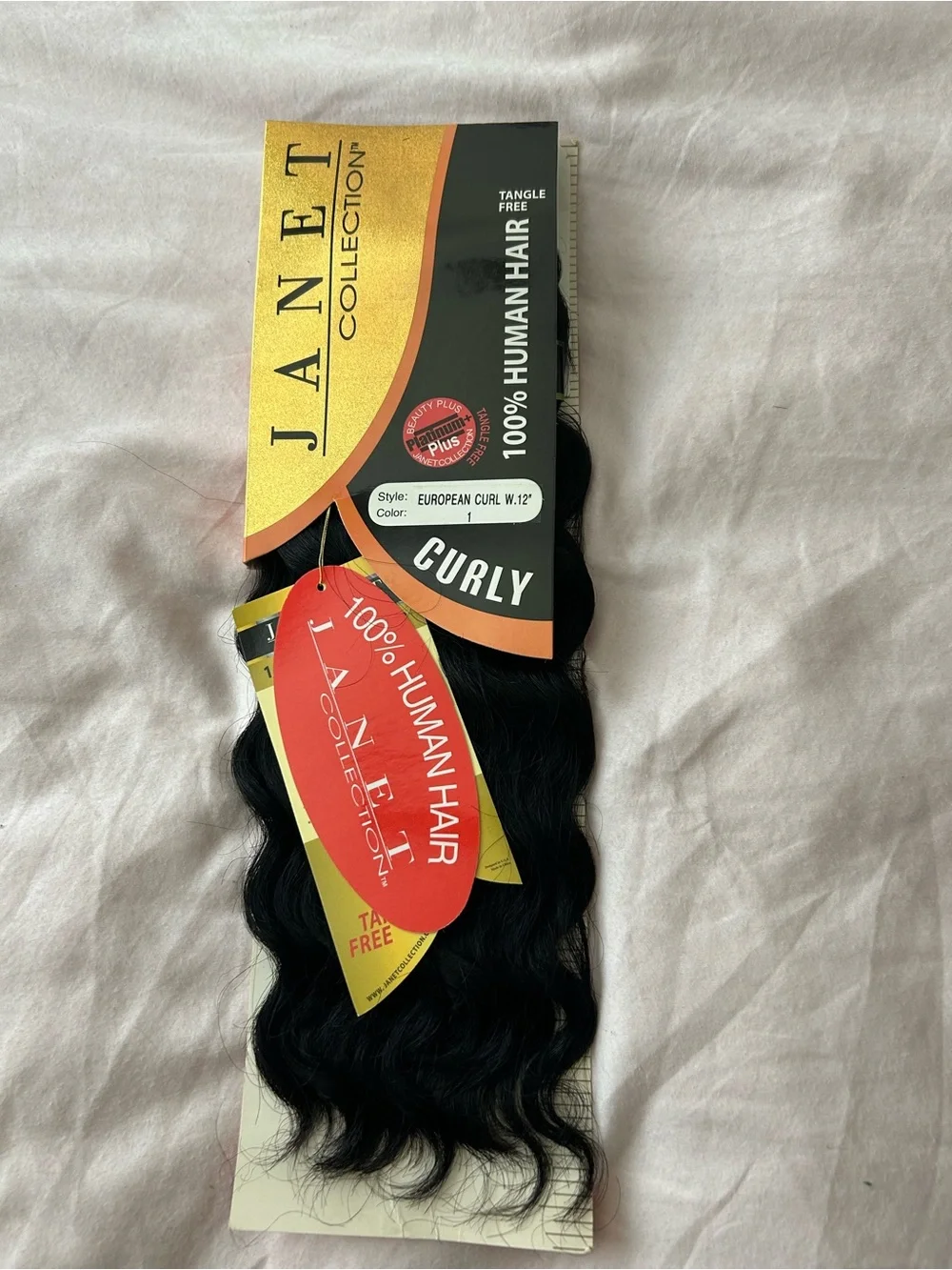 Janet Collection Human Hair European Curl Extensions 12” - Color 1B